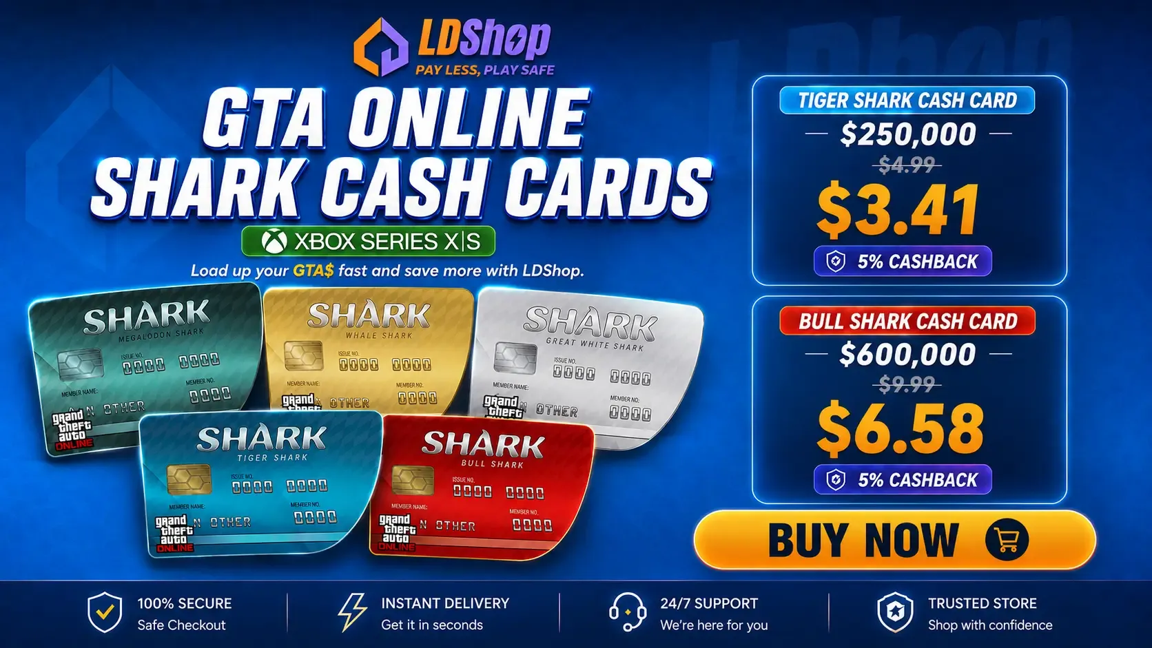 Buy GTA Online Shark Cash Cards for Xbox at LDShop
