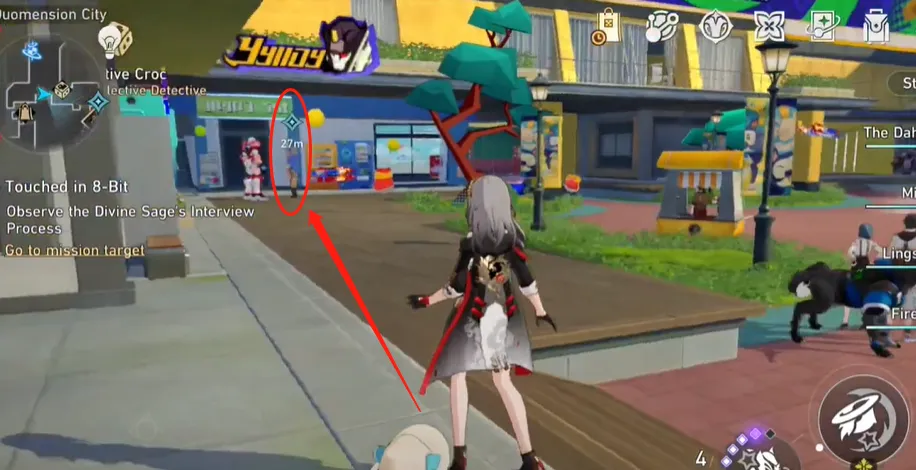 Walk over and speak with the NPC marked in red. After the conversation, talk to the nearby Creative Team Leader, alternating dialogue between the two NPCs.