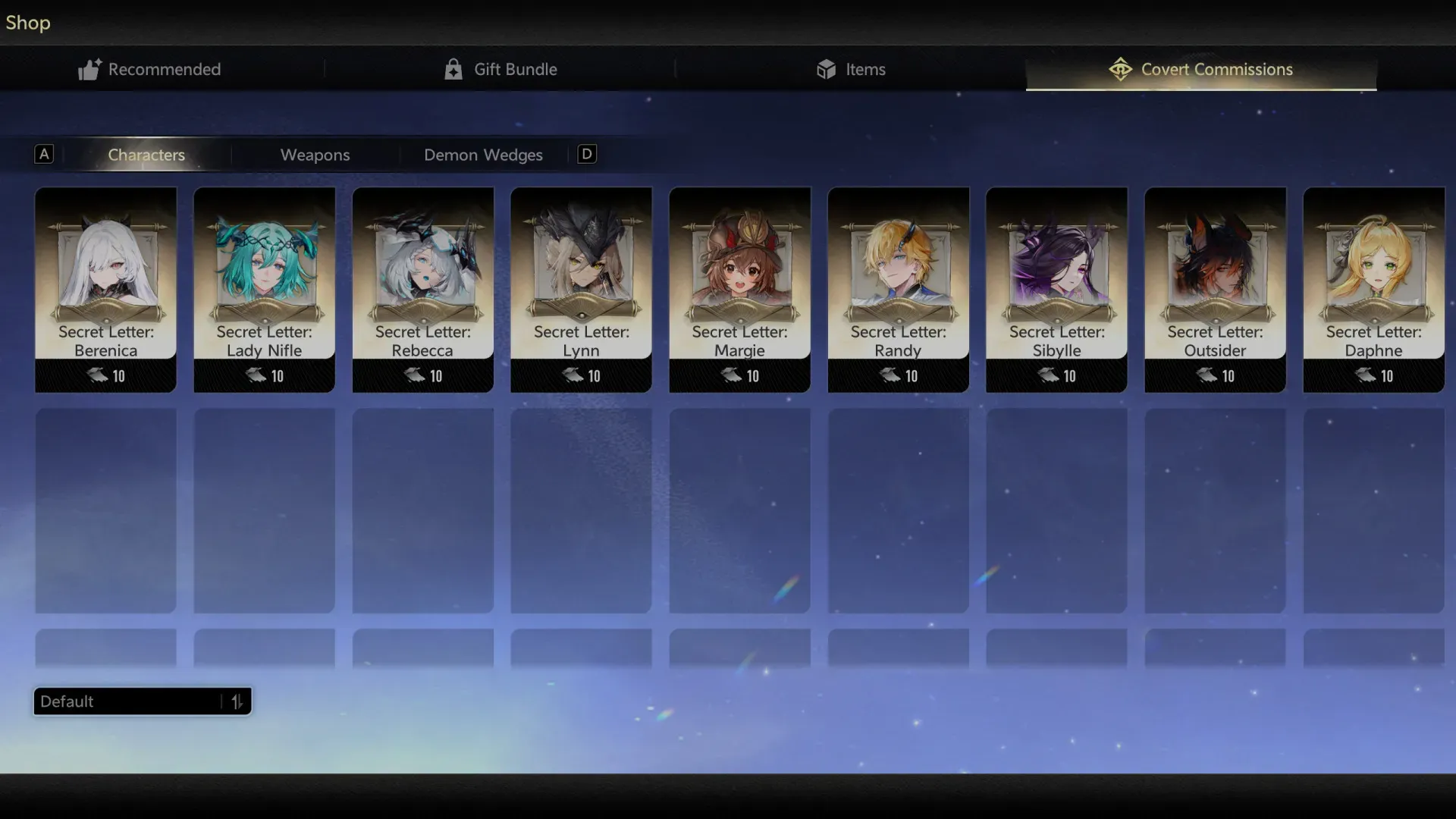 Персонажные Мысли