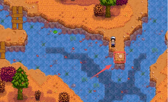 The island in the lake above the Hat Mouse's shop