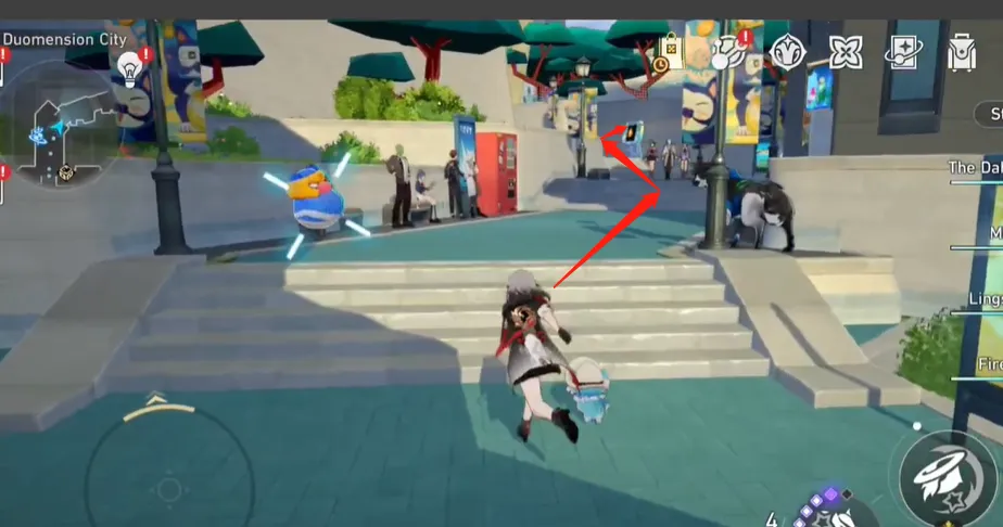 Turn at the corner and interact.