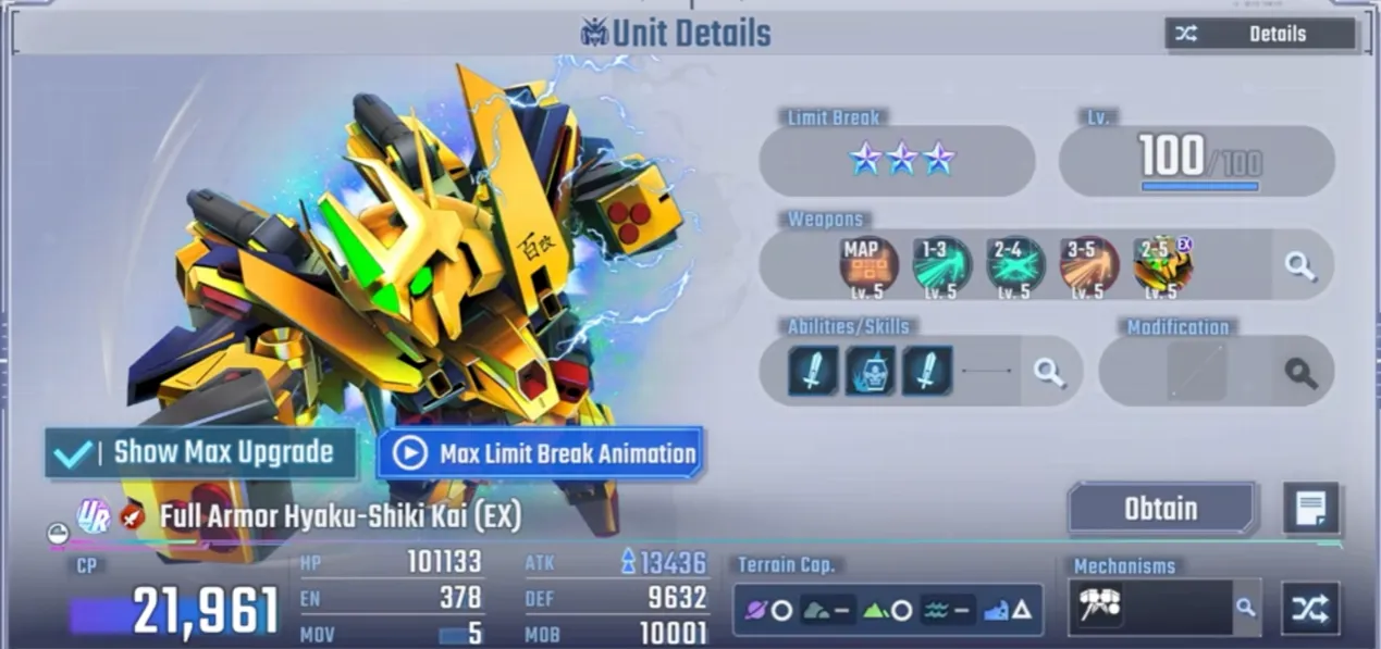 Full Armor Hyaku Shiki Kai stats and passive mechanics