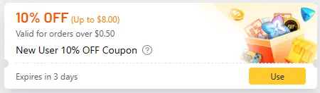 LootBar's discount for newcomer