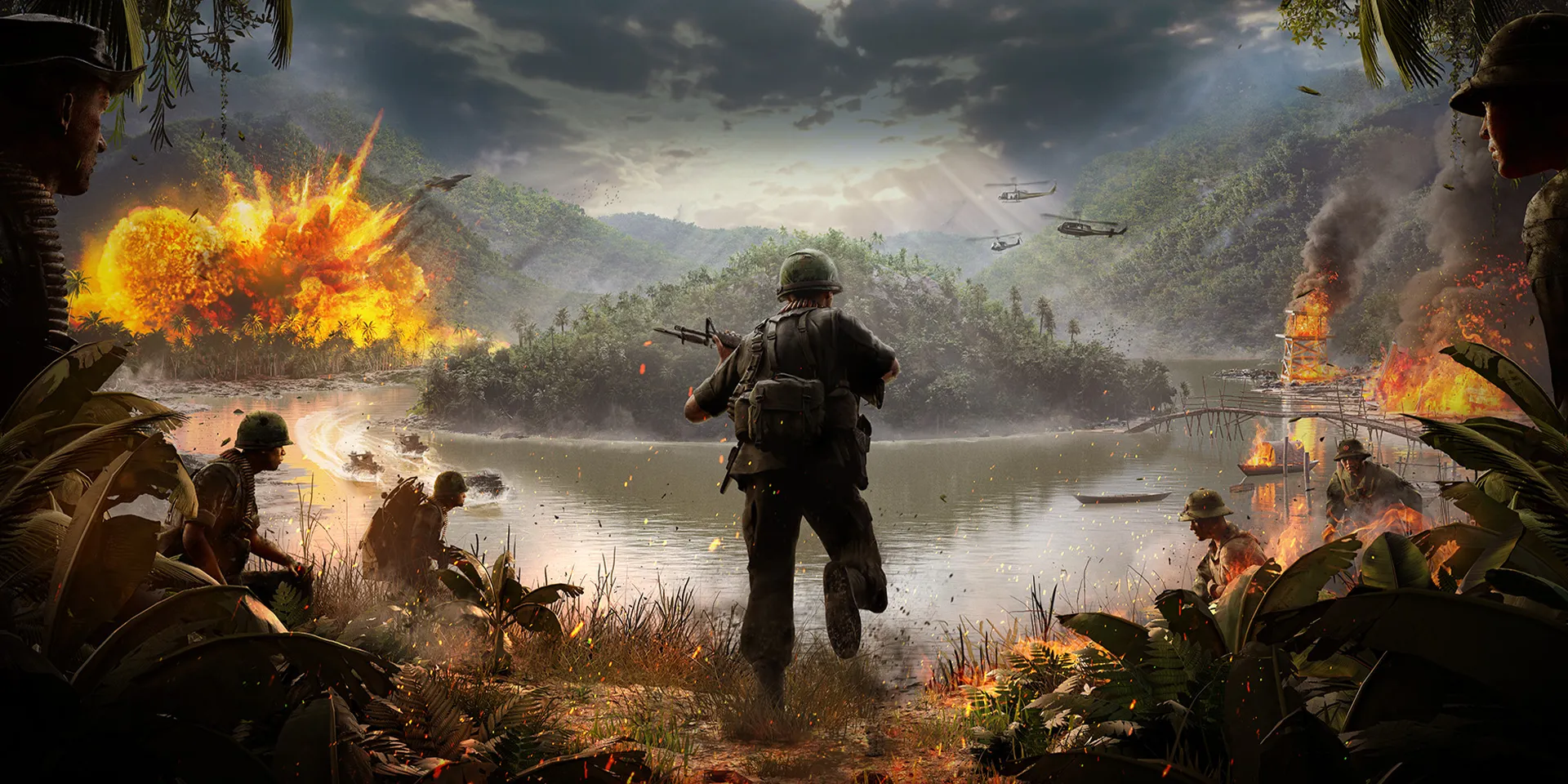 Official Hell Let Loose: Vietnam key art featuring river combat