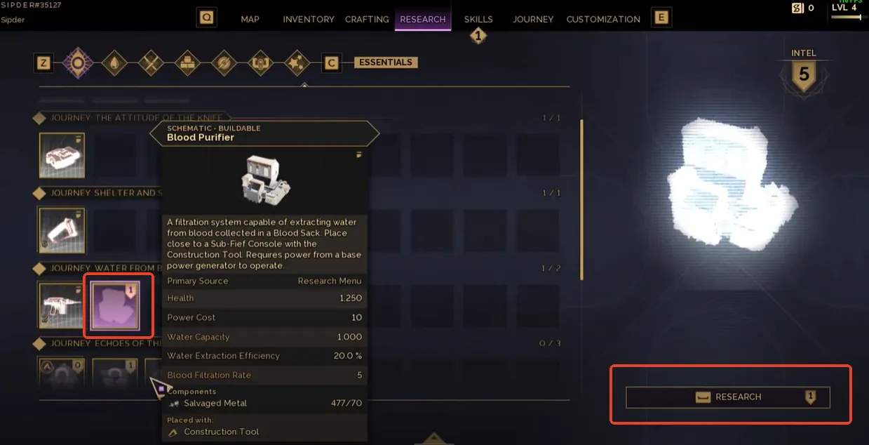 how to construct a bllod purifier in dune